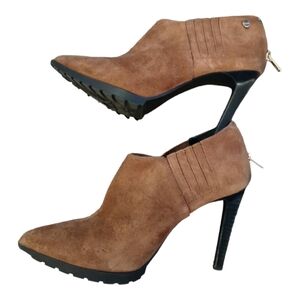 Calvin Klein Berrie Ankle Shoes Suede leather sz 6.5 Used Cigar Brown womens